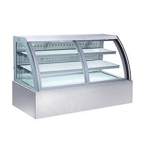 see thru clear front glass display showcase for bakery and cake